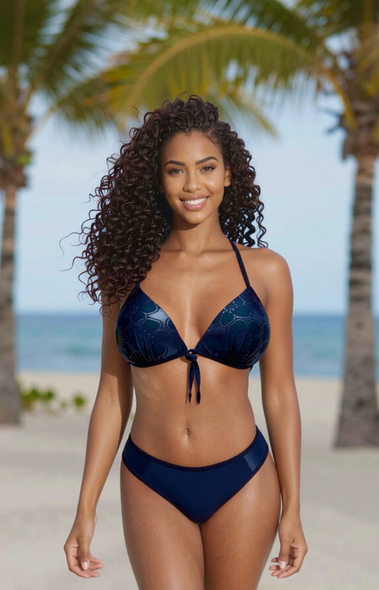 Push-Up Curve Thong Bikini Set – Shining Black Diva Bikini