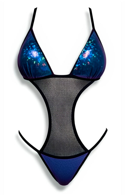Push-Up One-Piece Swimsuit - 3D Shining / Black Diva Bikini