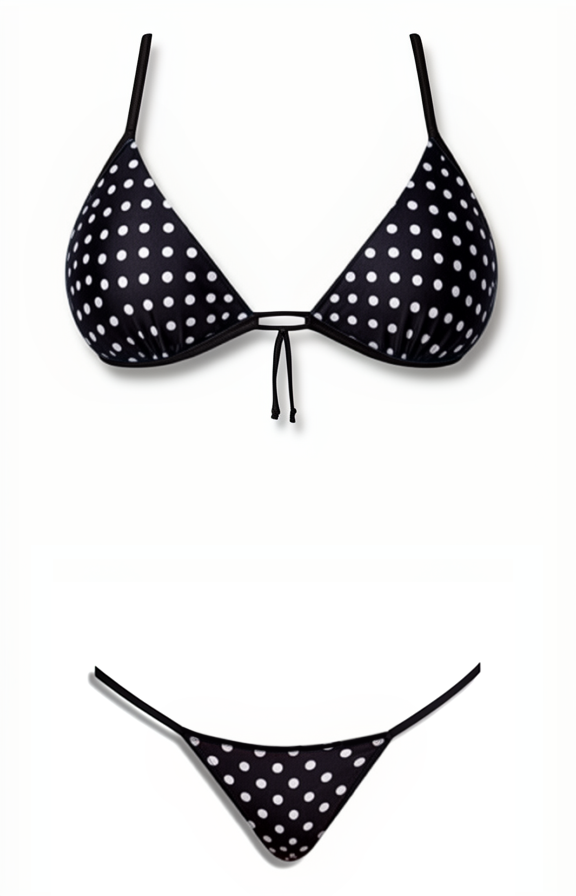 Push-Up G-String Bikini Set – Black / White Diva Bikini