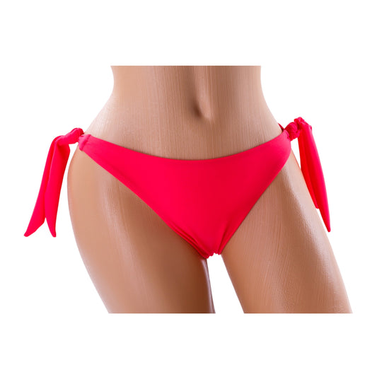 Tie-Side Brazilian Bikini Bottom – Neon Red Diva Bikini