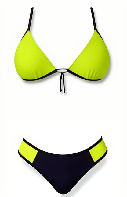 Push-Up Curve Thong Bikini Set – Green / Black Diva Bikini