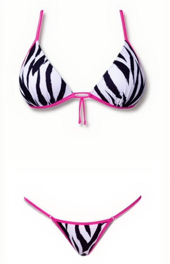 Push-Up G-String Bikini Set – Zebra / Pink Diva Bikini