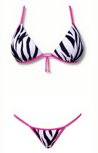 Push-Up G-String Bikini Set – Zebra / Pink Diva Bikini