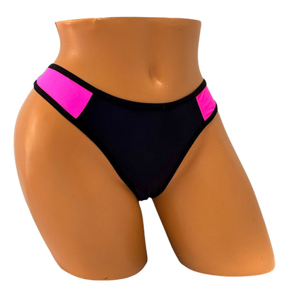 Curve Thong Bikini Bottom – Black / Pink Diva Bikini