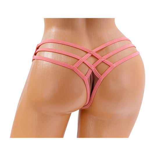 Triple Strap Thong – Pink / Brown