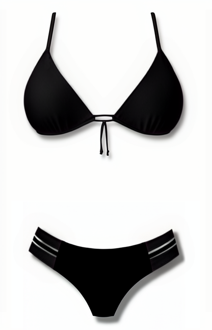 Push-Up Triple Strap Brazilian Bikini Set – Black Diva Bikini