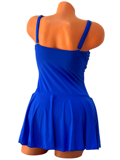 One-Piece Swimsuit With Skirt - Royal Blue Diva Bikini
