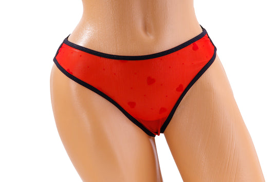 Triple Strap Thong – Black / Red