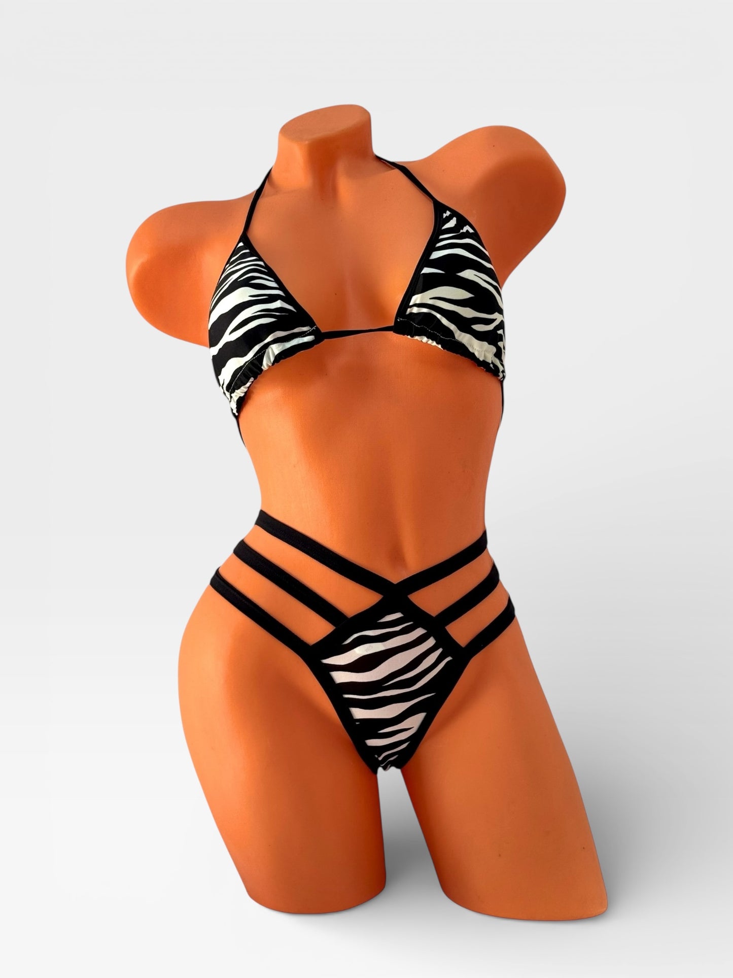 Strappy Performance Bikini Set - Zebra