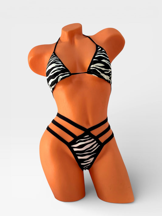 Strappy Performance Bikini Set - Zebra