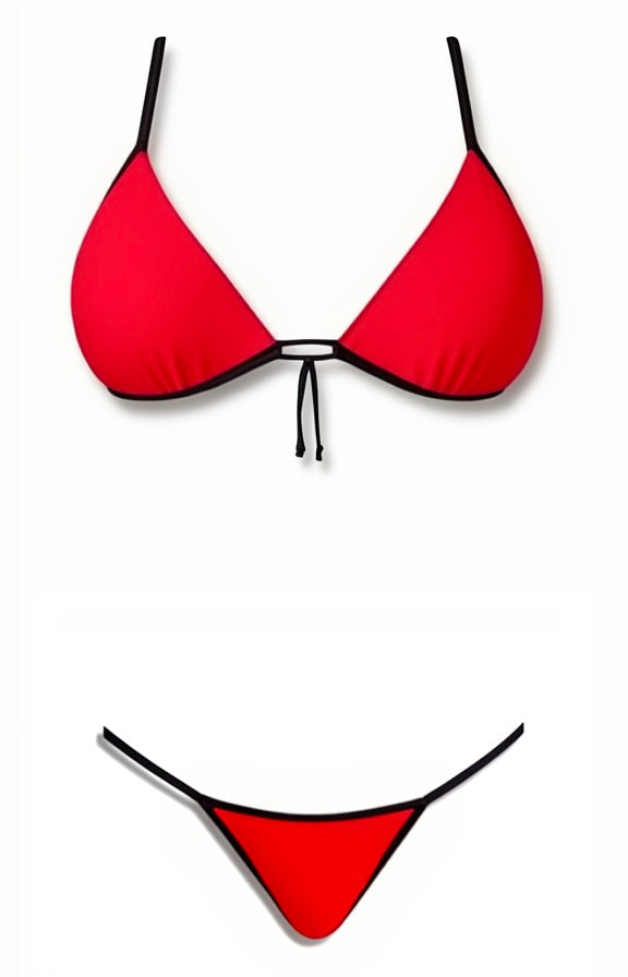 Push-Up G-String Bikini Set – Red / Black Diva Bikini