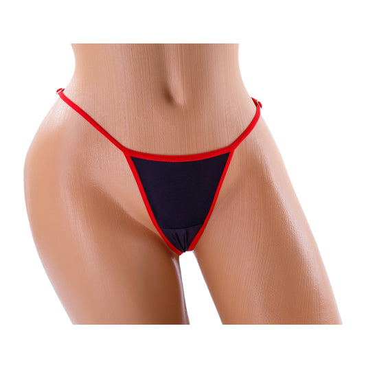 G-String Bikini Bottom – Black / Red Diva Bikini