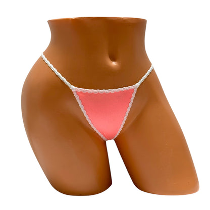 Y-Back Thong – Salmon / White