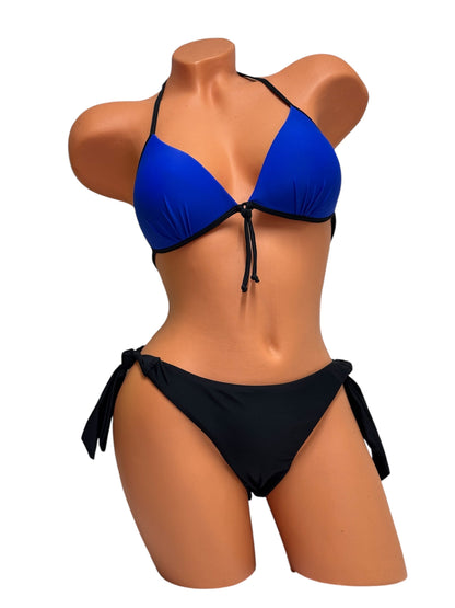 Push-Up Brazilian Bikini Set – Royal Blue / Black Diva Bikini