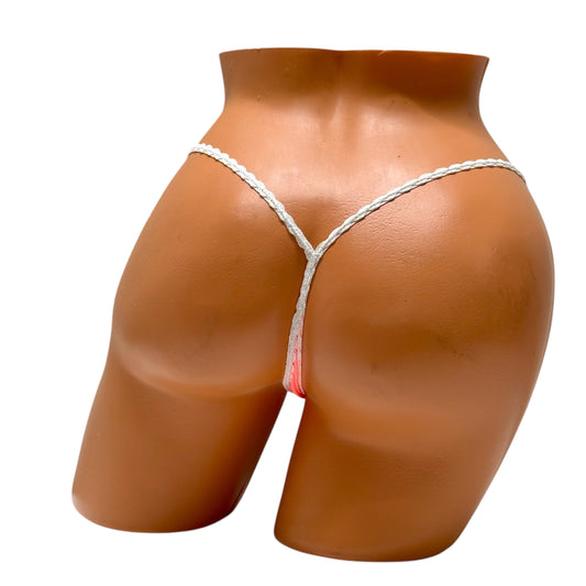 Y-Back Thong – Salmon / White