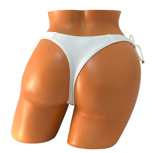 Elegant Tie Thong Bikini Bottom – White Diva Bikini