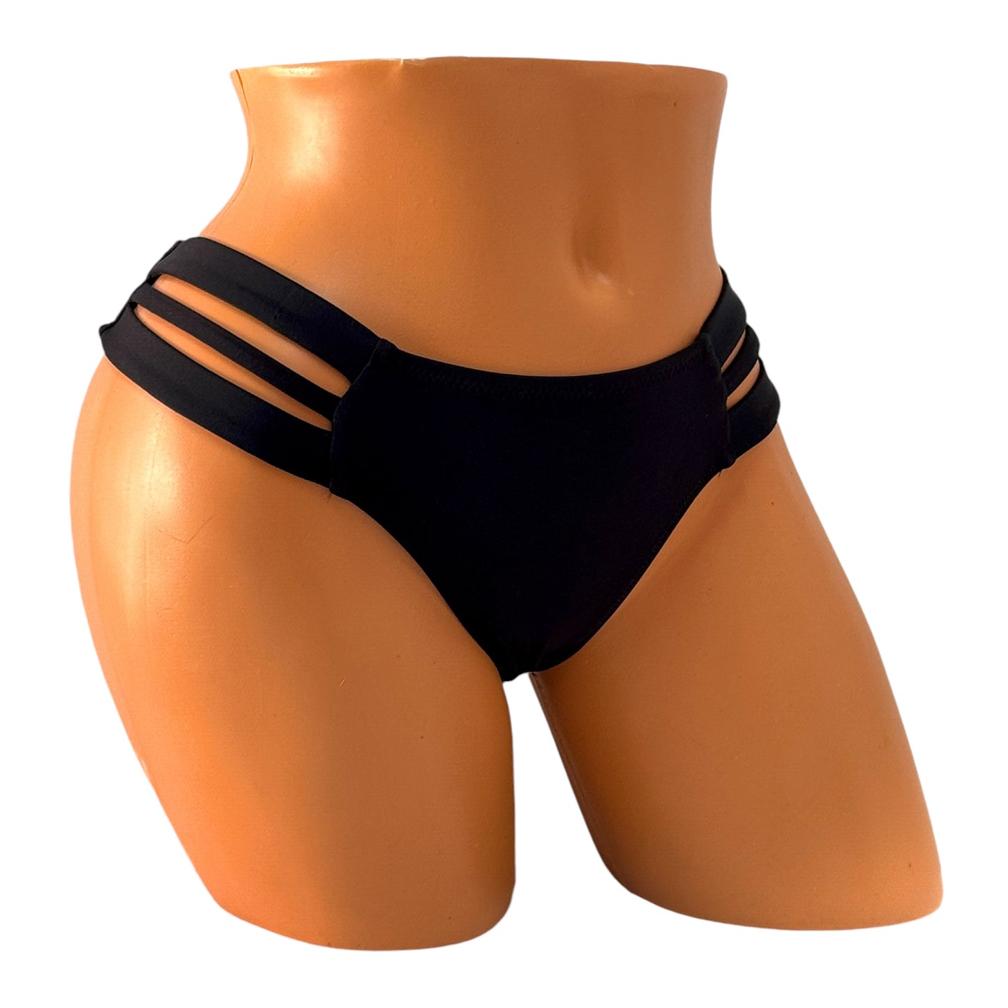 Triple Strap Brazilian Bikini Bottom - Black Diva Bikini