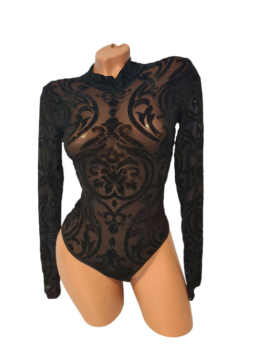 Lace Bodysuit Set – Black